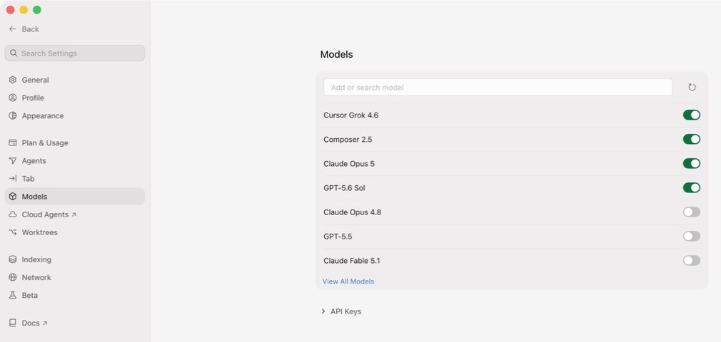 Open Cursor Settings